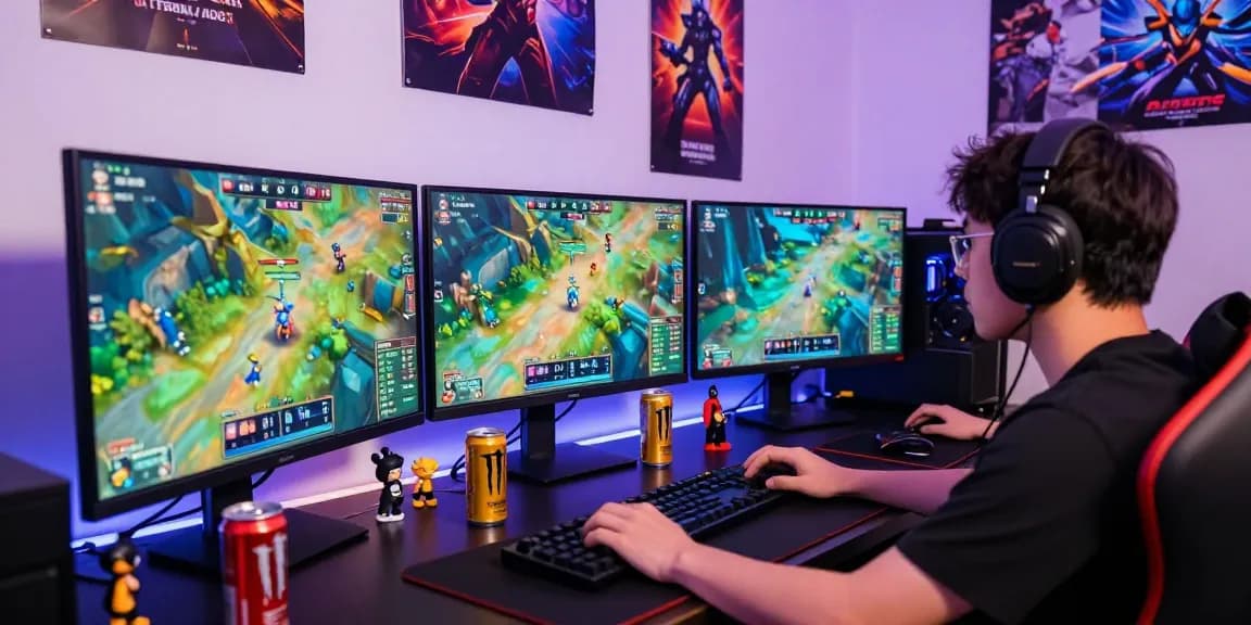 Immerse yourself in the lucky77 online gaming experience with vibrant graphics, focused player, and energetic atmosphere.