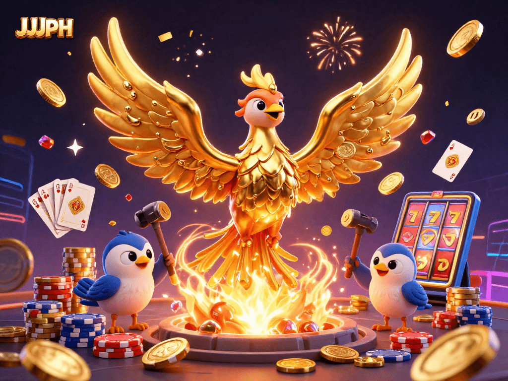 Experience thrilling wins with JJJPH's molten phoenix and dynamic casino elements.