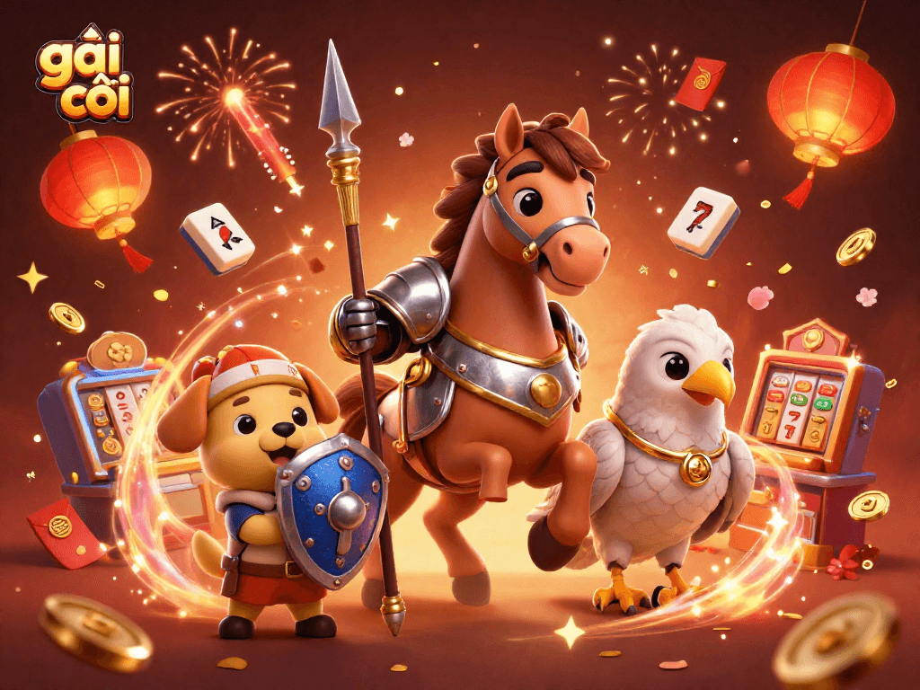 Engage in thrilling gaming with gái gọi amid vibrant casino elements and festive fireworks.