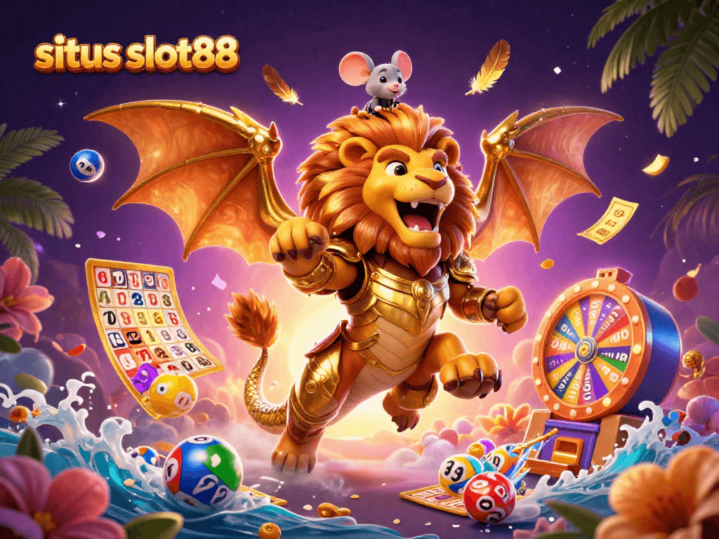 Spark winning experiences at situs slot88 with exciting 3D casino illustration showcasing vibrant gameplay elements.
