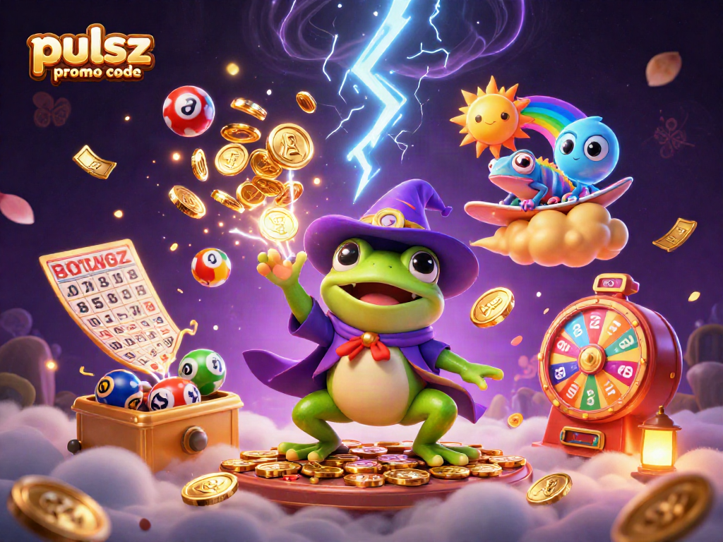 Join the fun with pulsz promo code for golden coins in this vibrant casino scene.