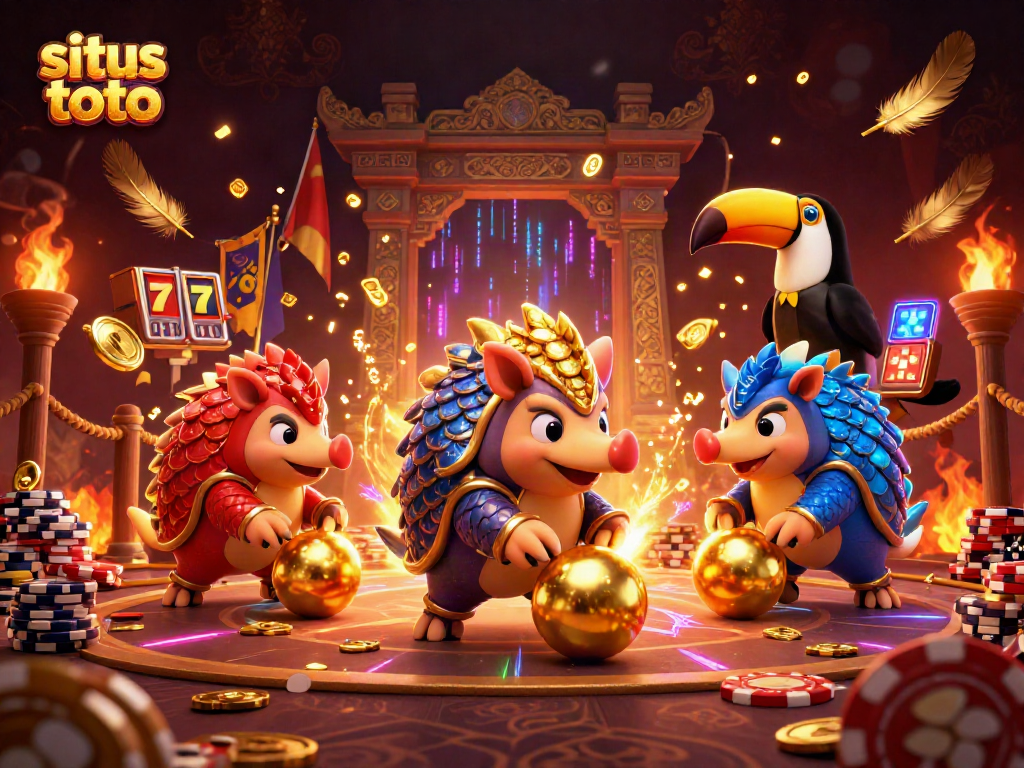 Engage with vibrant situs toto themed casino action, featuring rival pangolins and dynamic game elements.