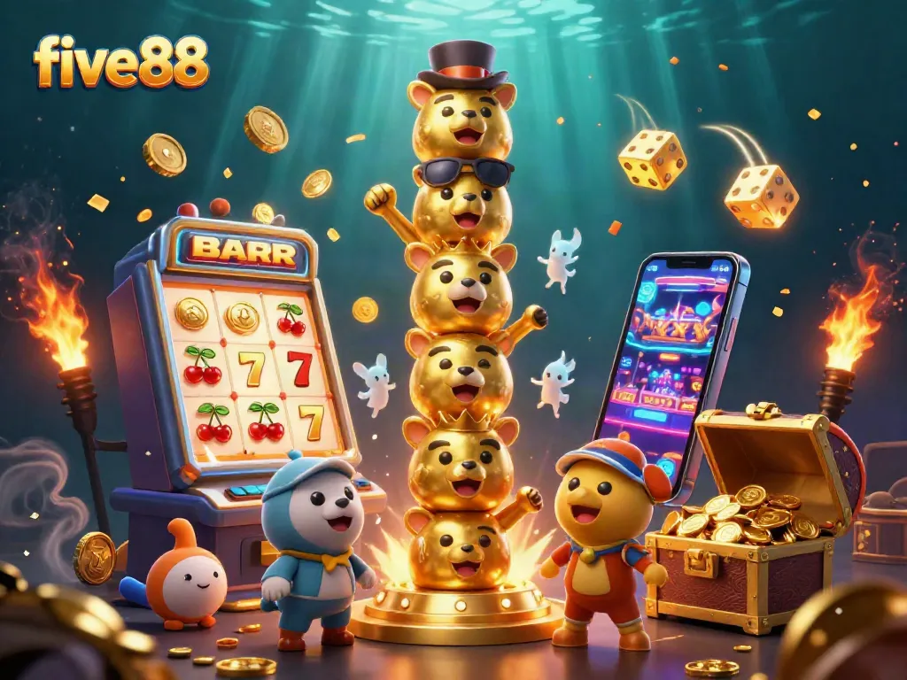 Experience the thrill of winning with five88’s vibrant casino games amid dazzling character elements.