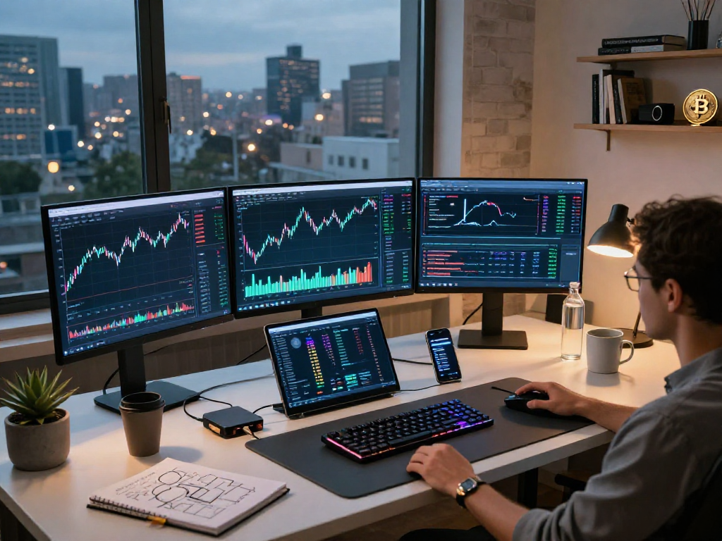 MetaTrader 5 官网配备多屏交易界面的专业工作空间，显示加密货币和DeFi指标，更有效的数字资产管理工具。