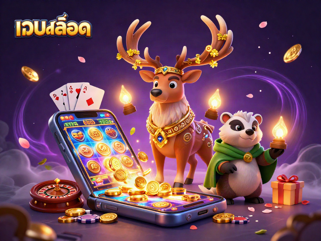 Play เว็บสล็อต games with an exciting illustration of winning elements and characters.