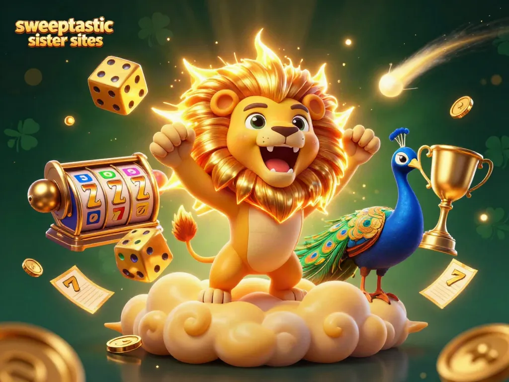 Sweeptastic sister sites showcase thrilling slot games, jackpots, and golden winning symbols.