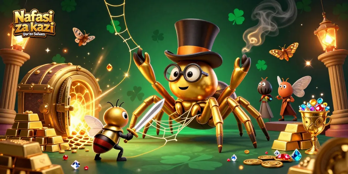 Nafasi za kazi Dar es Salaam captivates with a vibrant 3D casino scene featuring golden tarantula and knight characters.