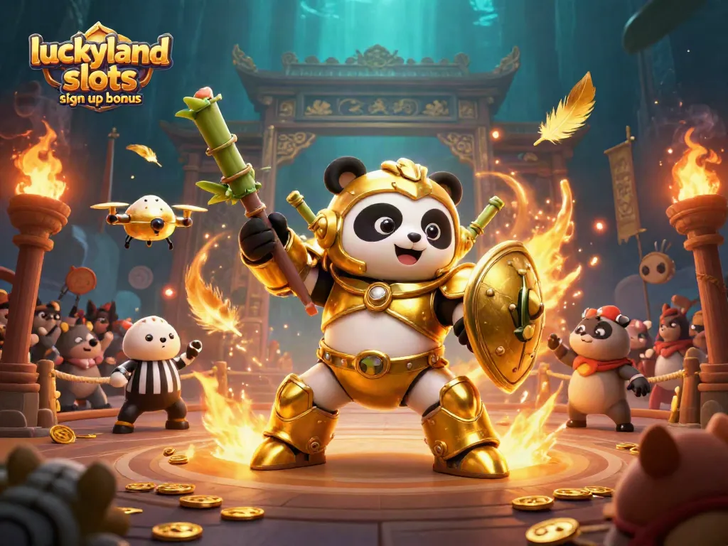 Experience the excitement of luckyland slots sign up bonus with golden panda and dynamic casino visuals.