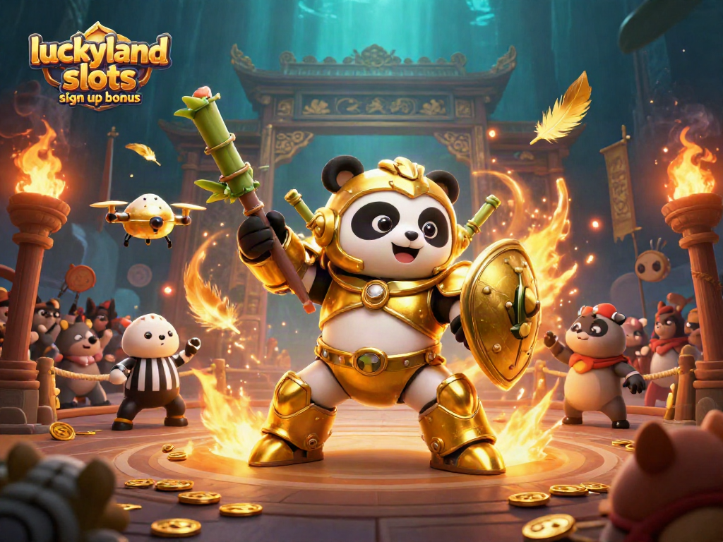 Experience the excitement of luckyland slots sign up bonus with golden panda and dynamic casino visuals.