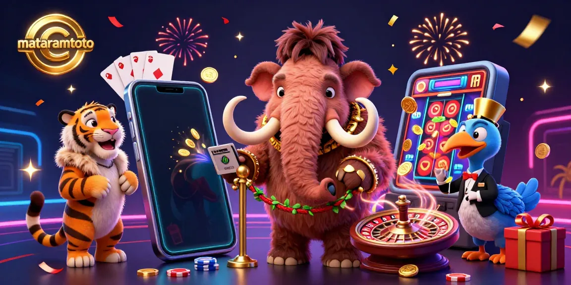 Experience the thrilling adventures with mataramtoto at a fantasy casino door featuring engaging 3D characters and vibrant elements.