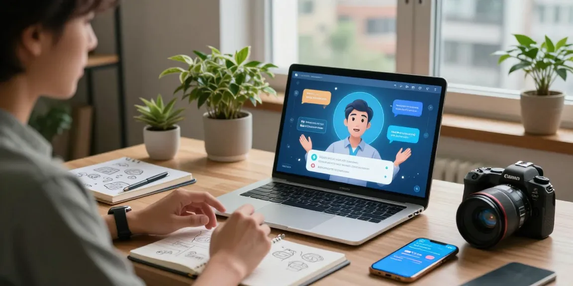 Person engaging with an AI chat nsfw application in a cozy tech setup