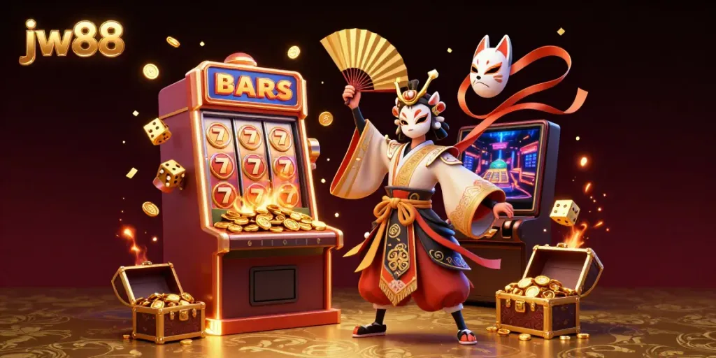 Engage with the thrilling experience of jw88 in a vibrant casino scene filled with dynamic gaming elements.