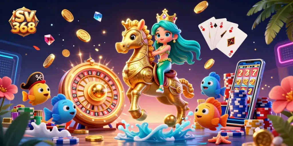 Engage with sv 368 in this vibrant scene featuring a lavish casino underwater world filled with excitement.