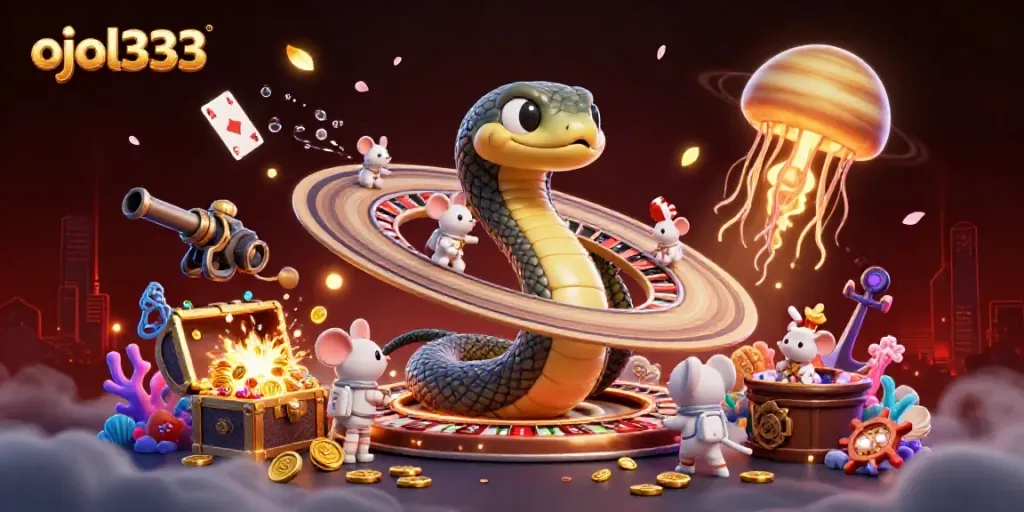 ojol333 players betting with astronaut mice at a cosmic roulette table