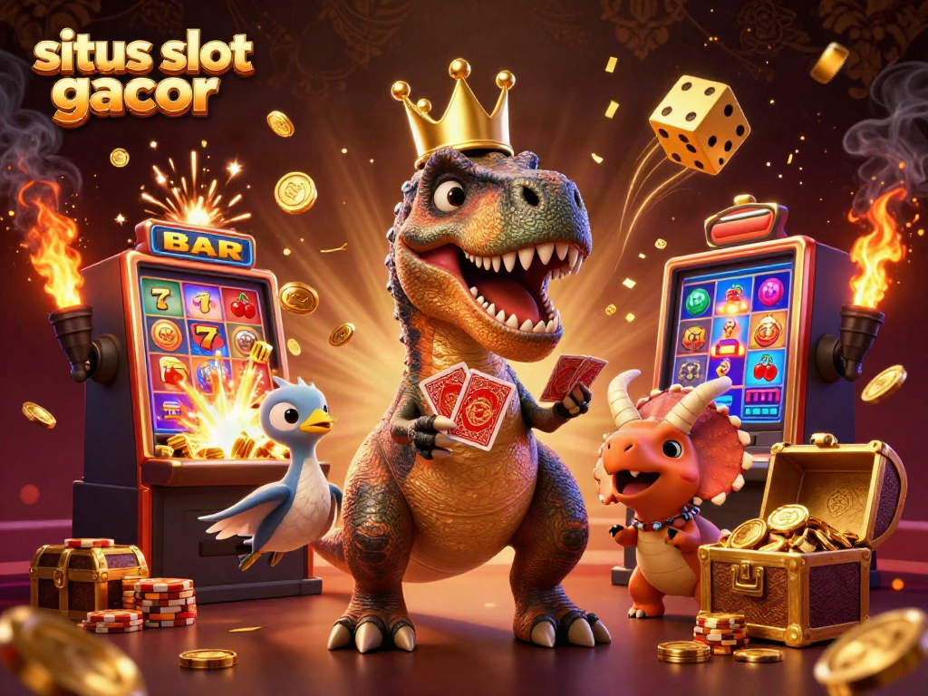 Experience thrilling jackpots with situs slot gacor in this vibrant 3D cartoon casino scene.