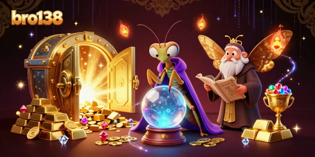 Spin for big wins at bro138 with vibrant casino illustrations and magical characters.