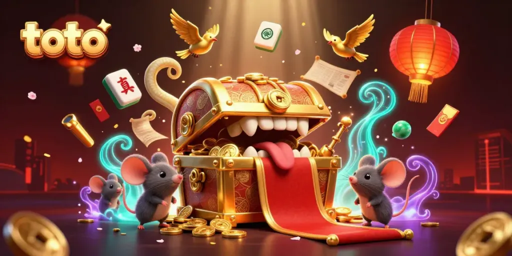 Engage in thrilling toto games with a dynamic illustration of a treasure chest and adventure elements.