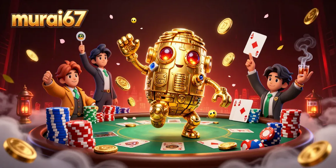 Engage in thrilling gameplay with murai67's vibrant scene featuring coin-golem and poker elements.