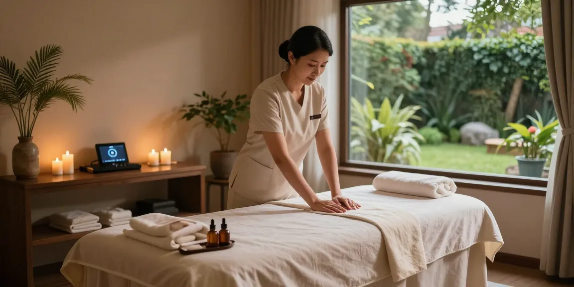 Relaxing massage therapy session in a serene setting, highlighting 의정부출장안마 services.