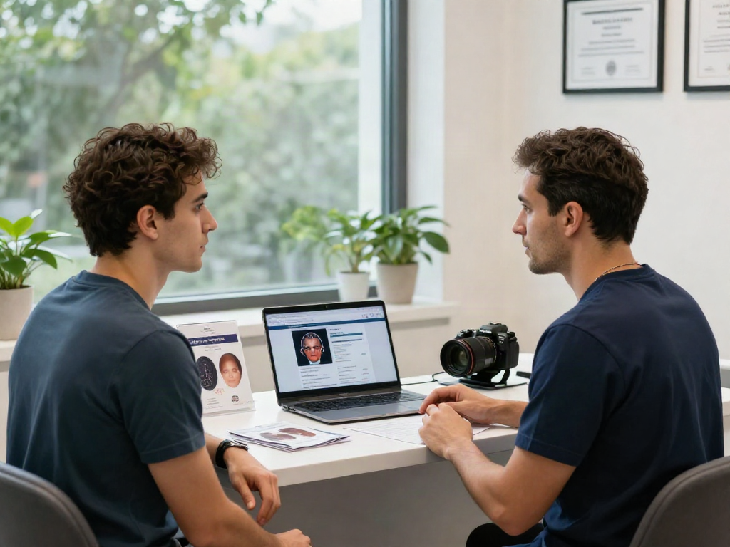Consultation about hair transplant turkey price in a welcoming clinic setting.