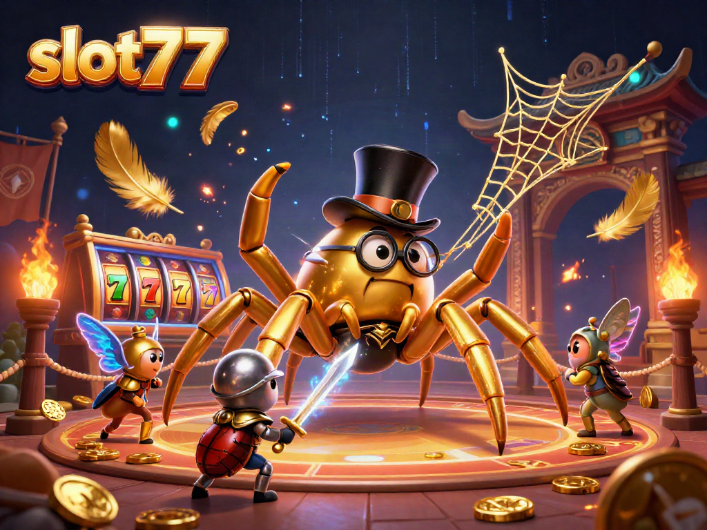 Engage in slot777 action with a vibrant 3D scene featuring unique characters and gambling elements.