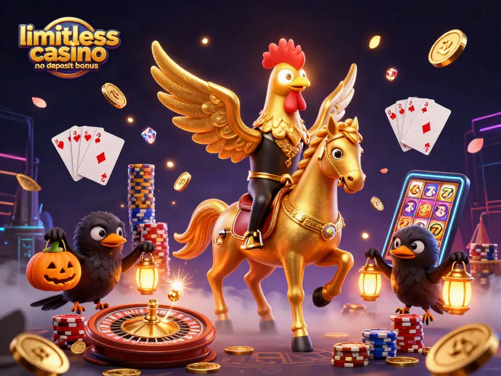 Win big with limitless casino no deposit bonus in this vibrant casino scene filled with golden coins.