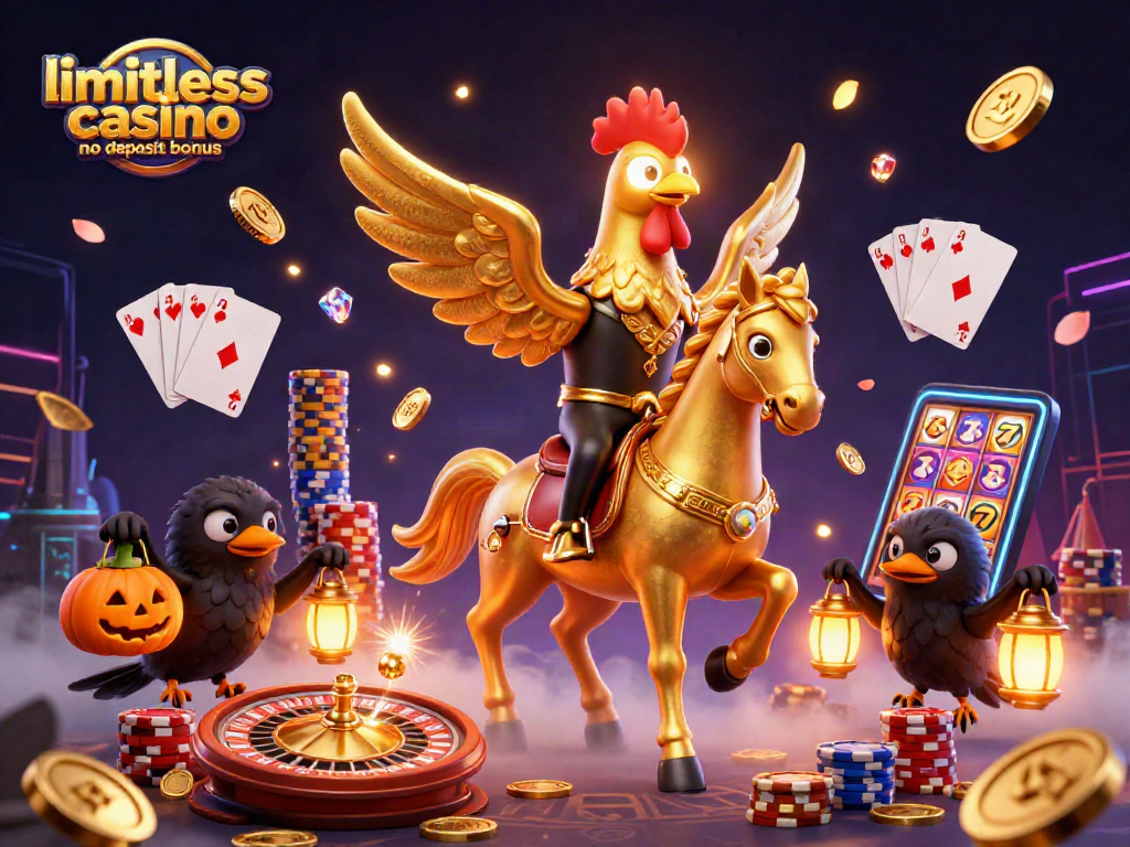 Win big with limitless casino no deposit bonus in this vibrant casino scene filled with golden coins.