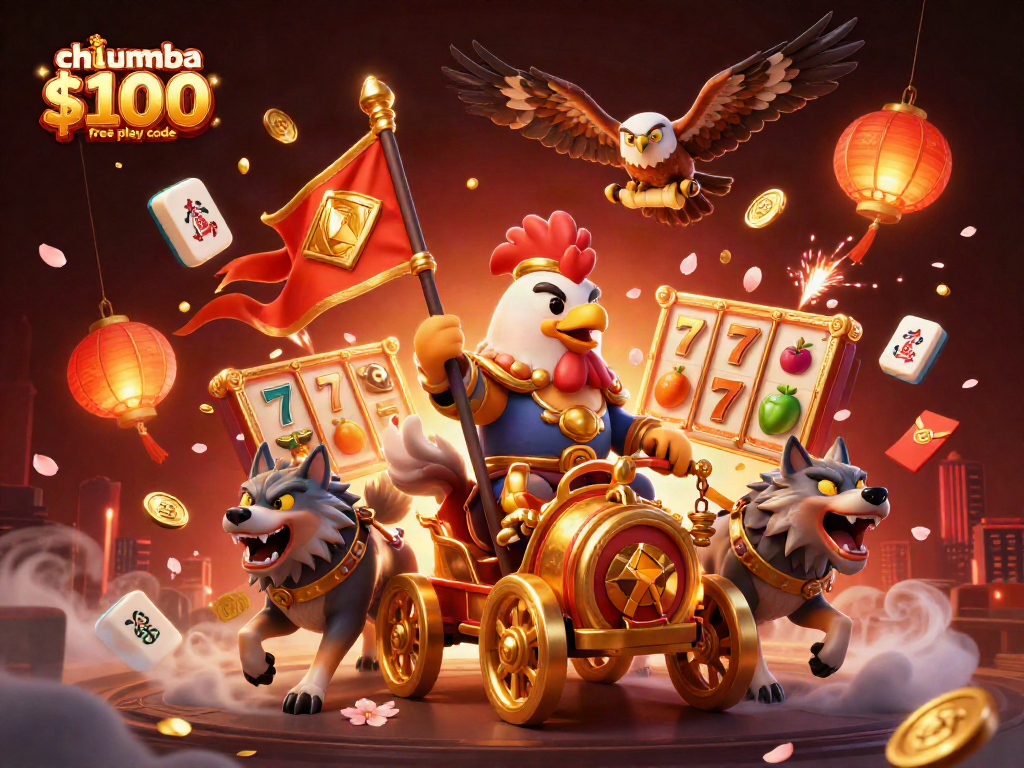 Engage with the chumba casino $100 free play code in a dynamic 3D illustration showcasing rich casino themes.