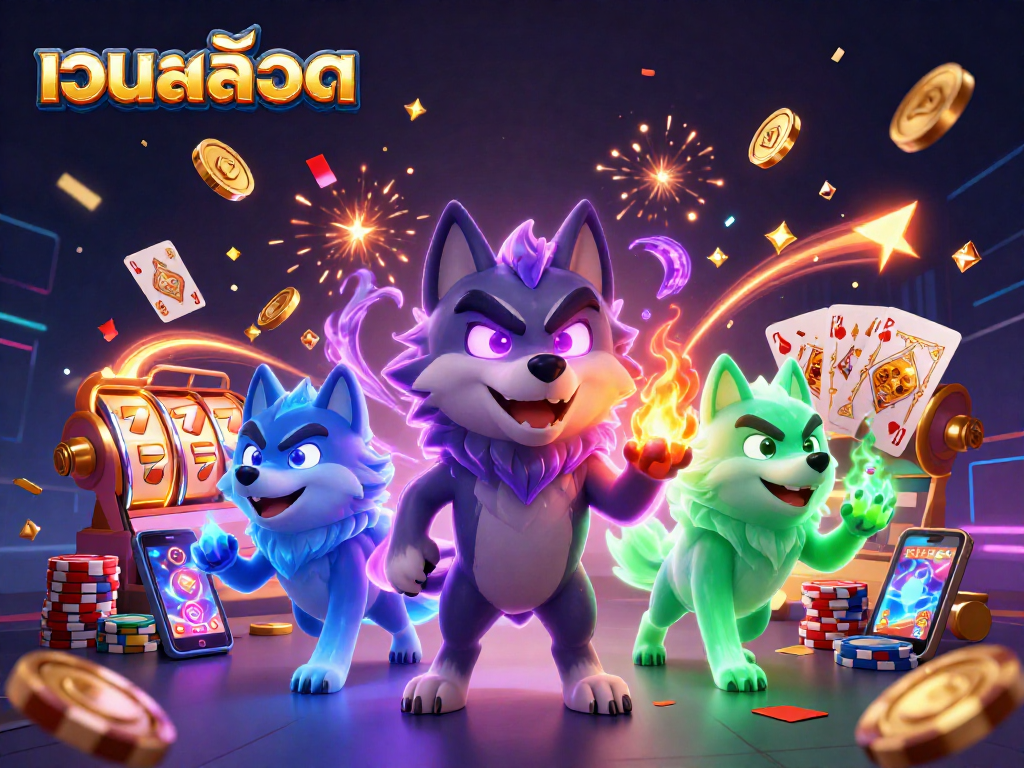 Experience the excitement of เว็บสล็อต with vibrant 3D casino graphics showcasing dynamic gaming elements.