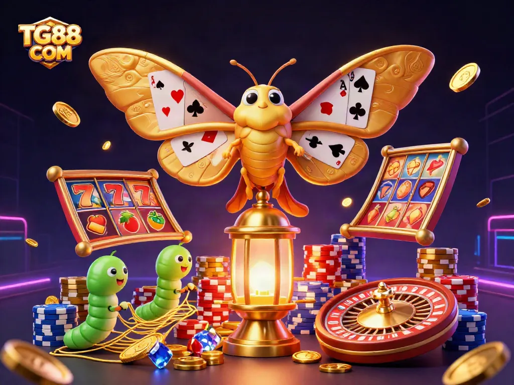 Experience thrilling wins with TG88 COM's vibrant 3D casino scene showcasing slots and jackpots.