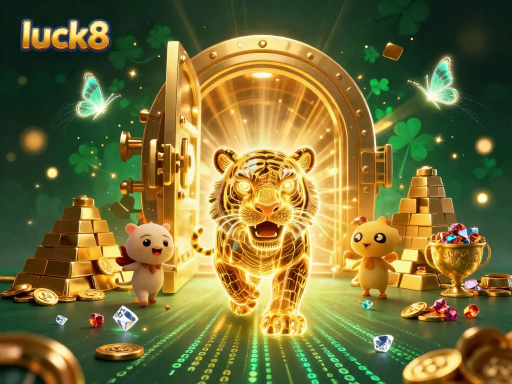 Experience high-energy gaming at luck8 with glimmering treasure and a neon tiger