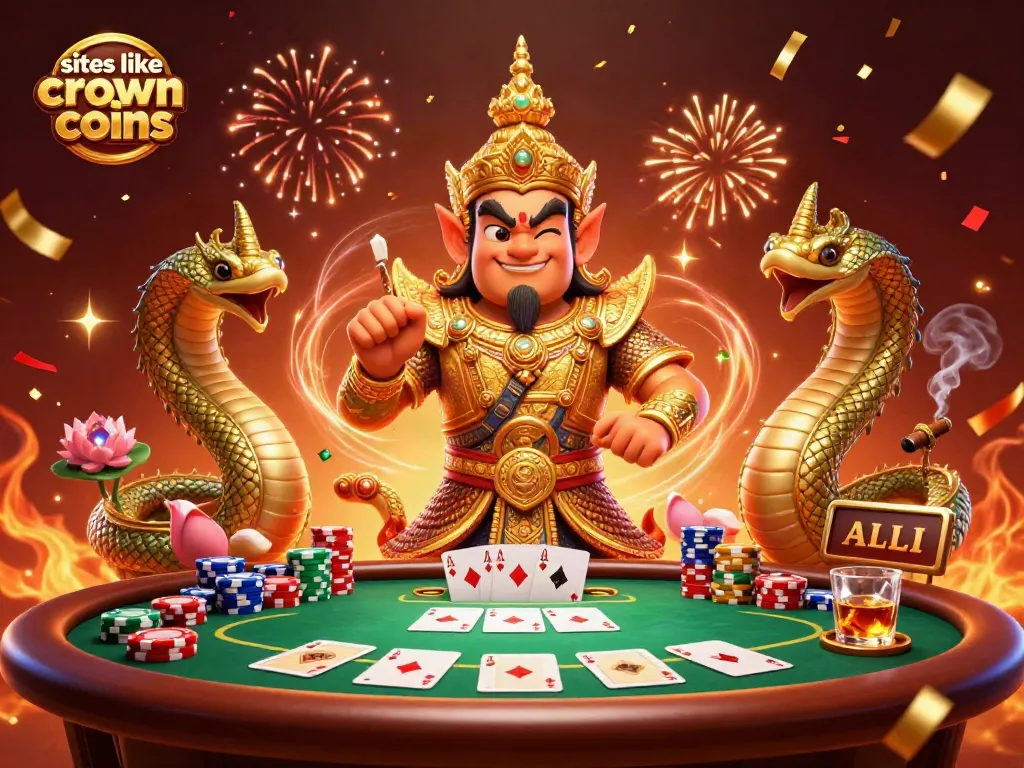 Play exciting games at sites like crown coins, featuring poker and vibrant casino elements.